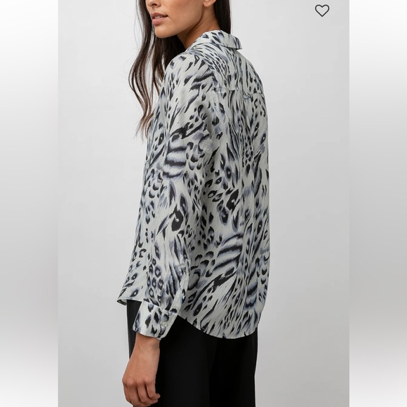 NWT Rails Rebel Ivory Snow Leopard Shirt size Large - Picture 4 of 6
